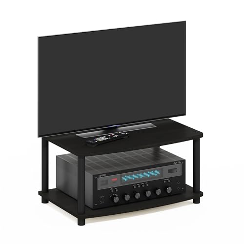 Furinno TURN-N-TUBE TV Riser Stand, 2-Tier Small Elevated No Tools TV Stand, TV Console for TV up to 32 inch, 15.8 x 23.8 x 11, for Living Room, Bedroom, Espresso
