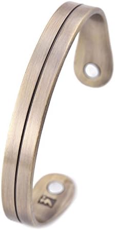 Health Care Magnetic Stainless Steel Cuff Bracelet & Bangle Heavy Textured Jewelry for Men (bronze)