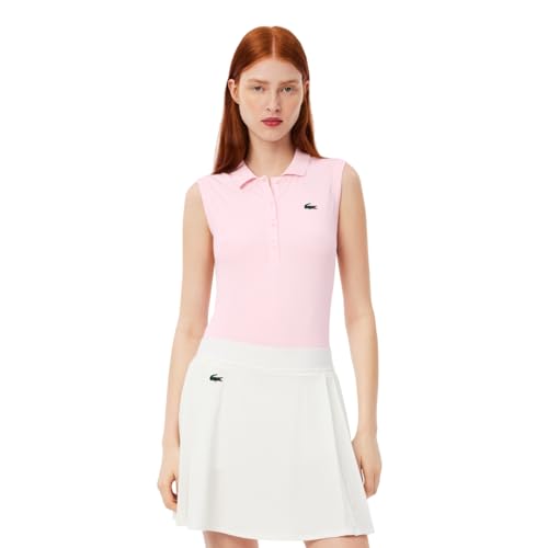 Lacoste Women’s Sport Ultra Dry Slim Fit Anti-UV Stretch Golf Polo Shirt, Flamingo, 8