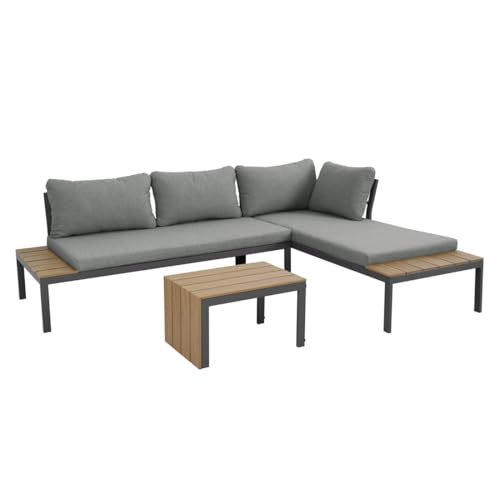 More4Homes TAMPA GARDEN CORNER SOFA OUTDOOR SOFA SET with TABLE (Grey)