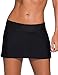 Women Pure Color Waistband Swim Skort Bikini Bottom,X-Large,Black,X-Large,Black