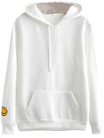 Hoody Ladies Smiling Face Sweatshirt Hooded Pocket Tops Blouse Hoodie Oversized Hoodie Woman