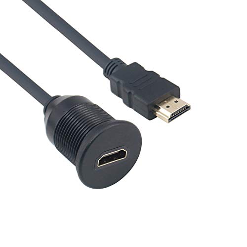 HDMI Panel Flush Mount Cable 6Ft,Tan QY Male to Female Car Mount Flush Extension Cable Truck Boat Motorcycle Dashboard Flush Mount Mounting Panel (6Ft)