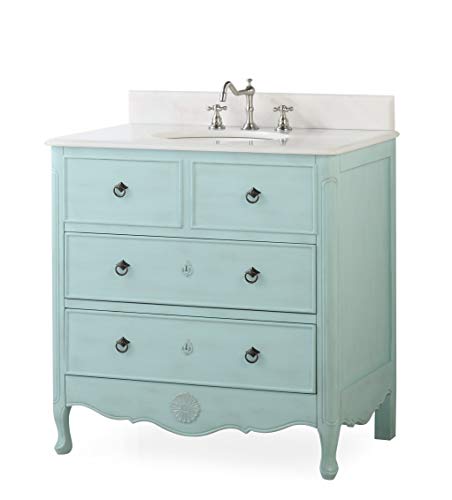 34" Cottage look Daleville Bathroom Sink vanity Model HF081-LB (Light Blue)