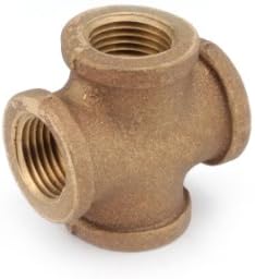 Anderson Metals 38102 Red Brass Pipe Fitting, Cross, 3/8" Female Pipe