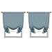 H.VERSAILTEX Thermal Insulated Blackout Tie Up Curtains Adjustable Window Shade for Living Room, Rod Pocket 2-Pack, 42 x 63 Inch Long - Solid in Stone Blue