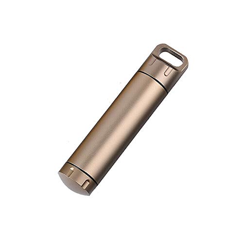 SENRISE Survival Capsule Waterproof Seal Bottle Aluminum EDC Container Tank Survival Emergency Tool for Hunting Camping Mountaineering (Tan, 1PCS)