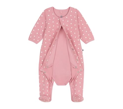 Petit Bateau A0CIO Bodyjama Rose/Blanc Bébé Fille 0-3 Mois