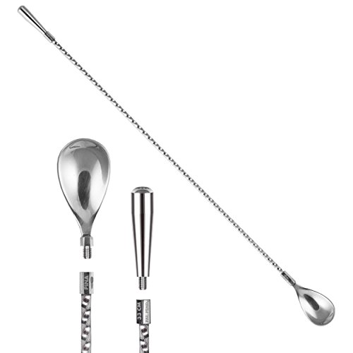 Piña Barware Totem Modular Cocktail Stirrer - 304 Stainless Steel Adaptable Bar Spoon (33cm Twisted Handle, 40cm Total Length) - Thumbnail 7