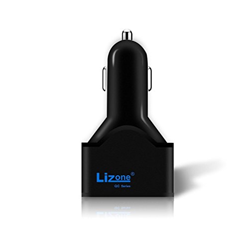 Lizone EXC90W-APP-MB 3-Ports Mac Car Charger for All Apple MacBook Pro, MacBook Air, Dual USB Ports Quick Charge for New MacBook, iPad, iPhone, iPod, Samsung HTC LG (Max 90W), Black