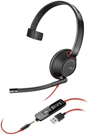 Plantronics – Blackwire 5210 – Wired, Single Ear (Monaural) Headset with Boom Mic – Computer Headset – USB-A, 3.5 mm to connect to your PC, Mac, Tablet and/or Cell Phone