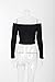 Famulily Women's Sexy Off Shoulder Frill Drawstring Knit Long Sleeve Crop Tops Tube(Black,Small)