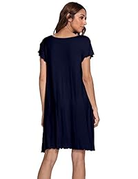 Camisón de noche para dama, cuello en V, casual, manga S-XXXXL (4XL)