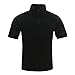 TACVASEN Mens Tactical Military Combat Camo Paintball Airsoft Zipper Short Sleeve Shirt Black,US L/Tag 2XL
