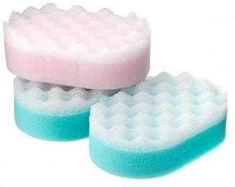 12 x Bath Sponge for Adults - Exfoliating Body Shower Scrubber for Men Women Kids Children - One Smooth Side - One Rough Side to Exfoliate (12)