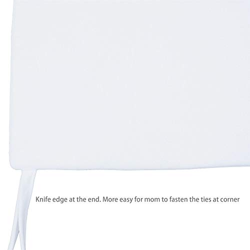 CaSaJa Napping Microfiber Crib Bumper Pads Protector, Soft and Breathable for Baby Boys and Girls, Fits Standard Size Crib and Toddler Beds 28 inches x 52 inches, Machine Washable, White Color - Thumbnail 6