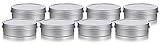 2 oz Metal Steel Tin Flat Container with Tight Sealed Twist Screwtop Cover (8 pack)