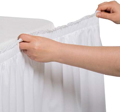 Trimming Shop Table Skirt, 21 Feet Pleated Rectangle Polyester White Table Decoration Tableware, Party, Wedding, Birthday - Image 4
