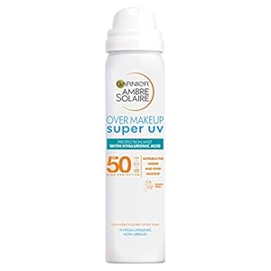 Garnier Ambre Solaire SPF 50 Super UV Over Makeup Mist for Face, High Protection Against UVA & UVB, Hyaluronic Acid…