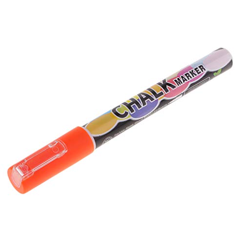 Prettyia Fluorescent Highlighter Liquid Chalk Marker Pen Erasable LED Writing Board Window Glass Pen Reversible Round and Chisel Nib Neon Color Pens - 3mm Tips - Orange