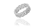 NYC Sterling Women's Sterling Silver Cubic Zirconia Curb Link Ring (Sterling-Silver, 8)