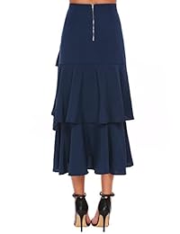 Zeagoo dama elegante fiesta formal Full Maxi MIDI falda plisada de cintura alta