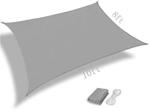 pinnacleT1 8 x 10ft Square Sun Shade Sail for Patio UV Block, Waterproof Fabric Canopy for Outdoor Facility and Activities, Multi-Color and Multi-Size Available