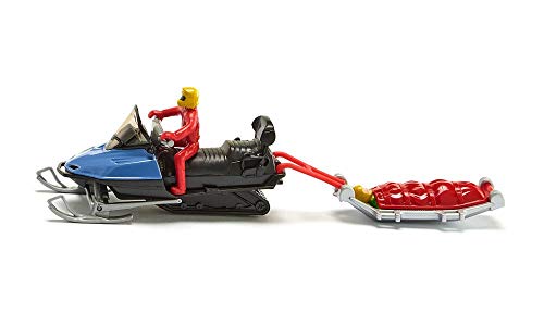 siku 1684, Snowmobil mit Rettungsschlitten, Metall/Kunststoff, Multicolor, Mit Fahrer und geborgener Person