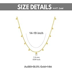 Real 14k Gold Choker Necklace for Women, 14kt Chain