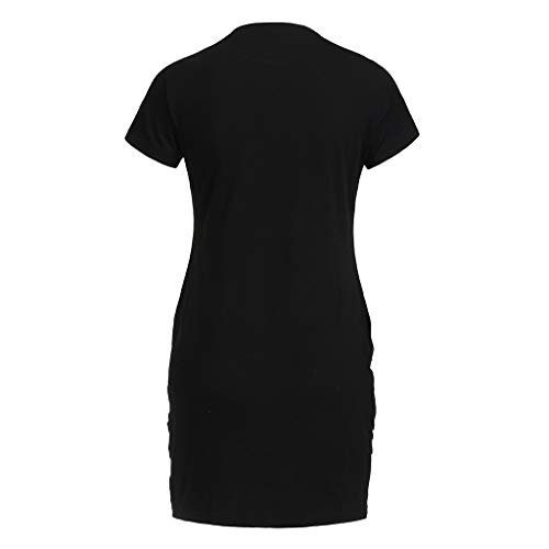 SMALLE◕‿◕ 2019 Women Mini Dress,Love Heart USA Flag Print Short Sleeve Cross Split Mini Dress-‘Independence Day’ Line Black - Thumbnail 4