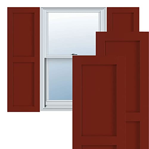 Ekena Millwork 18"W x 74"H True Fit PVC Two Equal Flat Panel Shutters, Pepper R…