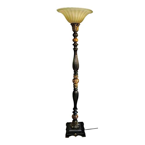 Portfolio Barada Bronze With Gold Highlights Torchiere Indoor Floor Lamp With Glass Shade 72 In H