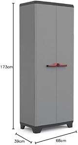 Keter Stilo Plastic Cabinet Charcoal 68 x 39 x 173 cm with 4 Shelves view 3