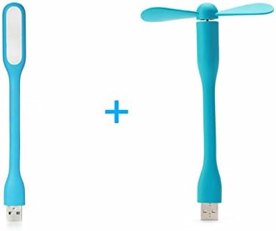 Creative USB Fan Flexible Portable Mini Fan and USB LED Light Lamp for Power Bank&amp;Notebook&amp;Computer (Blue)