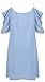 Women's Trumpet Sleeve Cold Shoulder Loose Casual Mini Chiffon Dress Light Blue Medium