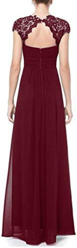 OWMEOT Dress，Long Dress Women's Retro Floral Lace Vintage Wedding Maxi Bridesmaid Long Dress
