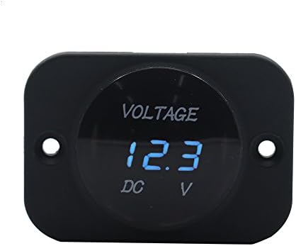 GYMNASTIKA Car Motorcyle LED Digital Voltmeter Waterproof Voltage Meter Gauge for Marine ATV UTV Camper 12-24V (Blue Light)