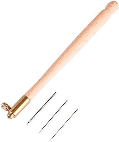 Never Wooden Handle Embroidery Crochet Hook with 3 Needles Embroidery Beading Crochet Set for DIY Craft