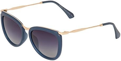 100% UV Protected HD Polarized Lens Cat-eye Sunglasses for Women Girls (RN1007-Blue)