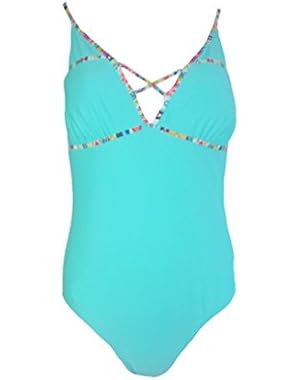 Jessica Simpson Women’s Multi-strap One-piece Swimsuit, Cool Mint XL