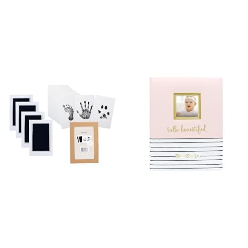 Pearhead Keepsake Bundle - Clean-Touch Ink Pad Kit & Baby Memory Book, Pink Image