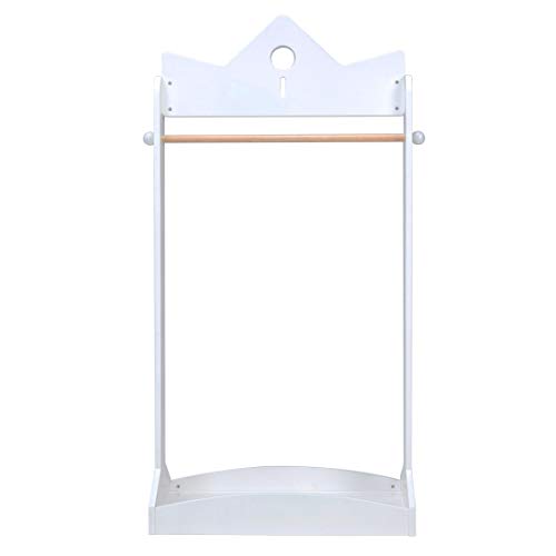 JOLIE VALLÉE TOYS & HOME 2-in-1 Kids Wood Armoire Wardrobe Crown Clothes Rack, White Baby Clothes Storage Rack Standing Closet, Boutique Clothes Rack Organizer for Toddler Girls 2-5 Years - Thumbnail 3
