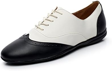 Zioso QJ9015 Men's Lace-up Black/White Leather Ballroom Latin Tango Salsa Dance Shoes 10 M US