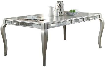 Amazon Com Benjara Silver Benzara Wooden Dining Table With