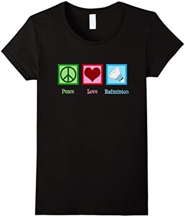 Womens Peace Love Badminton T-Shirt Large Black