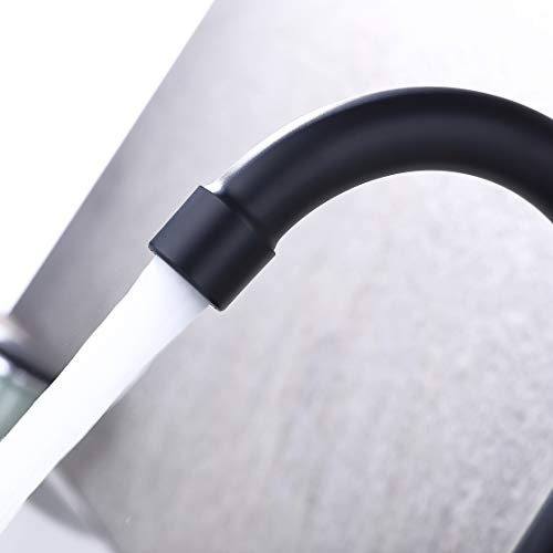 RKF Swivel Spout Two-handle Centerset bathroom faucet Lavatory faucet with pop-up drain with overflow and CUPC water supply lines,Matte Black,BF015-9-MB