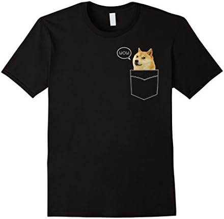 Mens Pocket Doge T Shirt | Shiba Inu Such Wow Dank Pixel Meme Tee XL Black