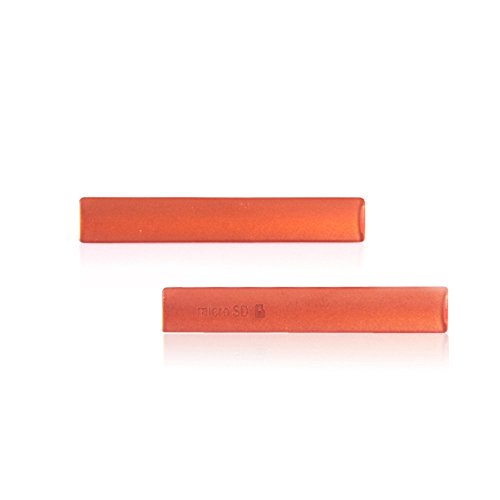 LUVSS New Anti Dust Plug Set Replacement for Sony Xperia Z3 Compact D5803 D5833 USB Charging Port Cover Cap + SIM Card Tray Cap / Micro SD Card Slot Plug Cap (Orange)