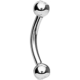 Pierced Owl - 14GA G23 Implant Grade Titanium Internally Threaded Crystal Gem Ends Curved Barbell