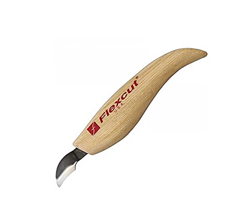 Flexcut Left-Handed Hook Knife, with High-Carbon Steel Blade, Ergonomic Ash Handle, (KNL26)
